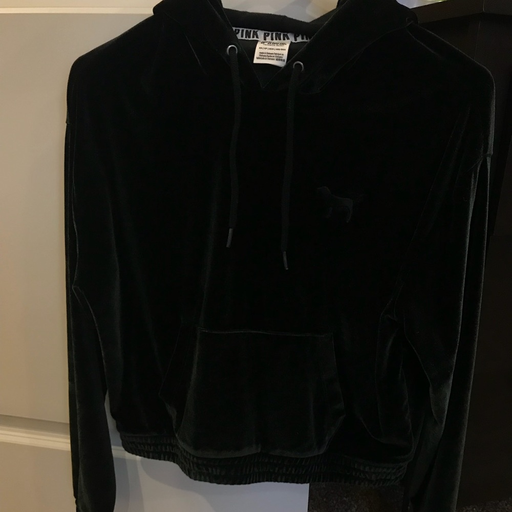 Victoria secret black velour hoodie